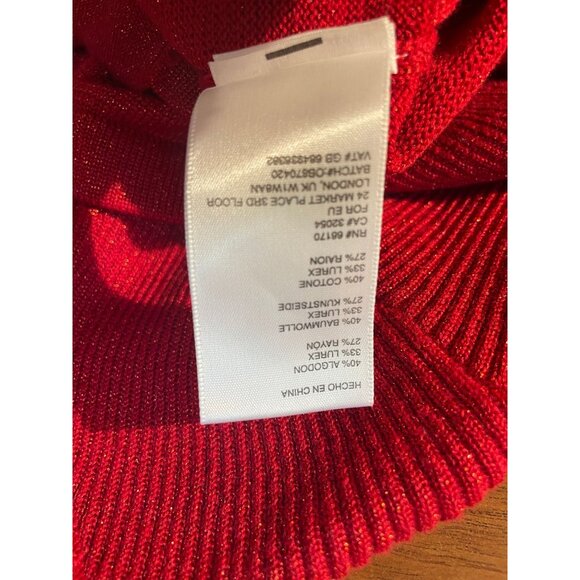 Free People Women Red Sweater Mini Dress M Holiday Glam Quiet Luxury Winter Chic - Picture 11 of 11